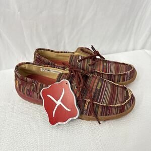 Twisted X Women's Driving Mocs Red Southwestern Size 7.5